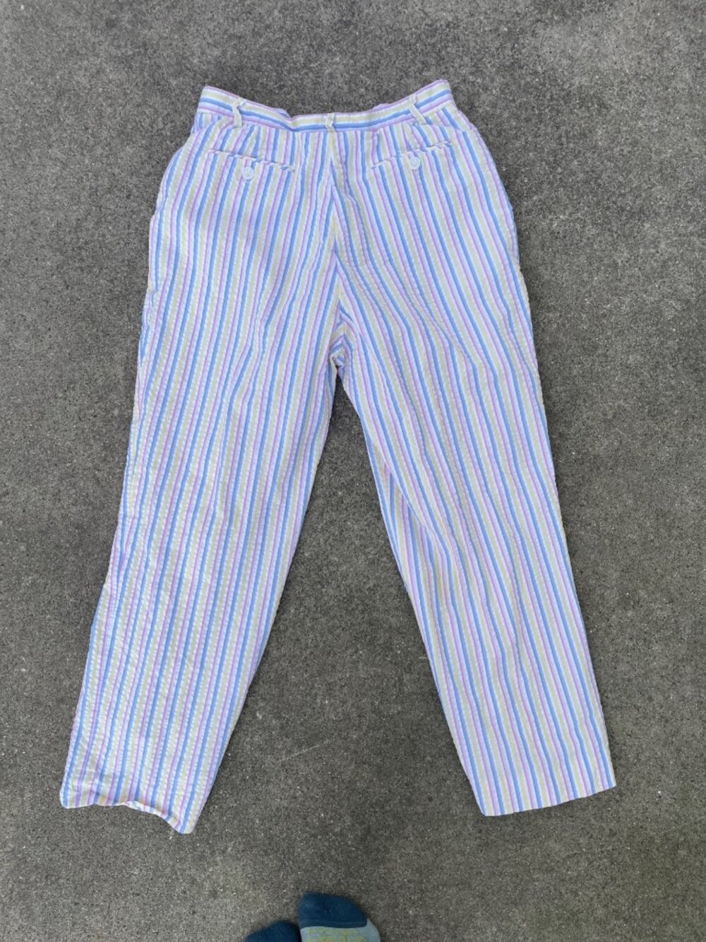 Vintage Brooks Brothers 8 Pastel Stripe Cotton Seersucker Cropped Pants Preppy